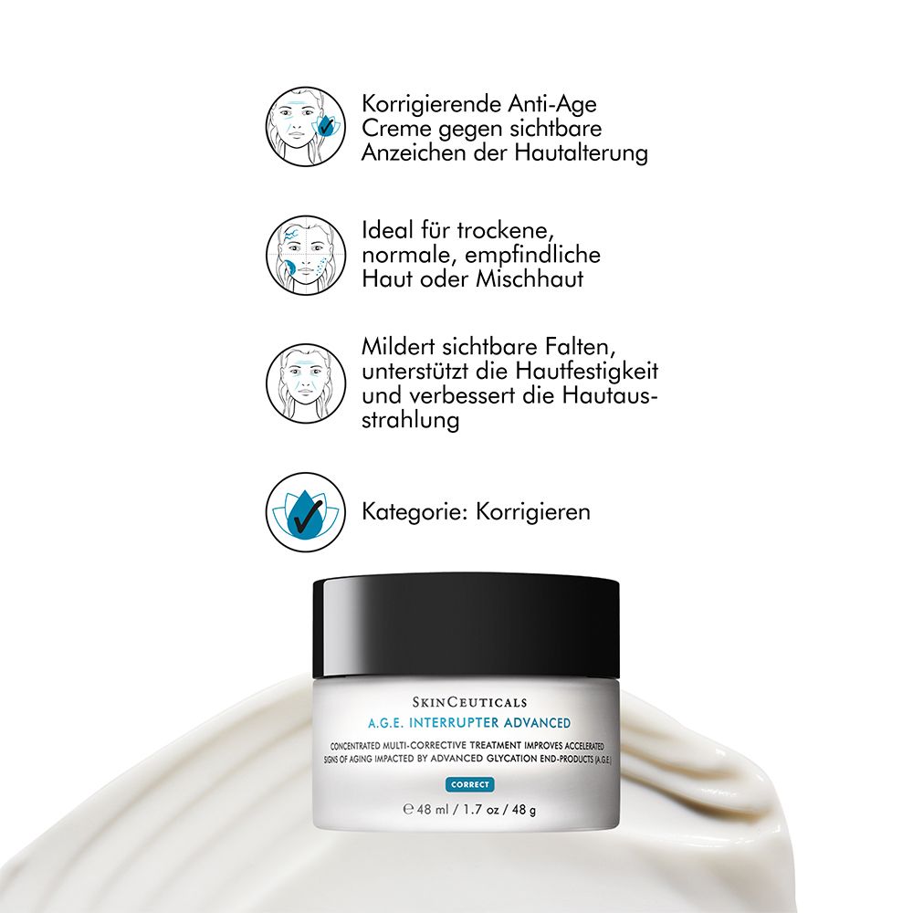 SkinCeuticals A.G.E. Interrupter Advanced, Anti-Aging-Gesichtspflege für reife, trockene und empfindliche Haut