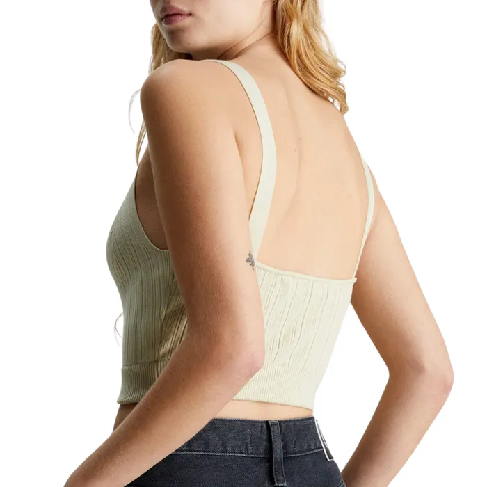 Calvin Klein Woven Label Ribbed Bralette Dames