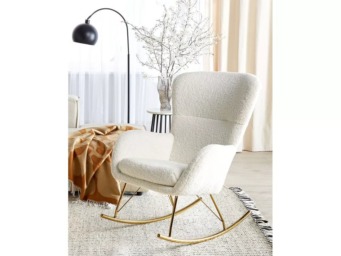 Fauteuil à bascule ANASET Bouclé Blanc