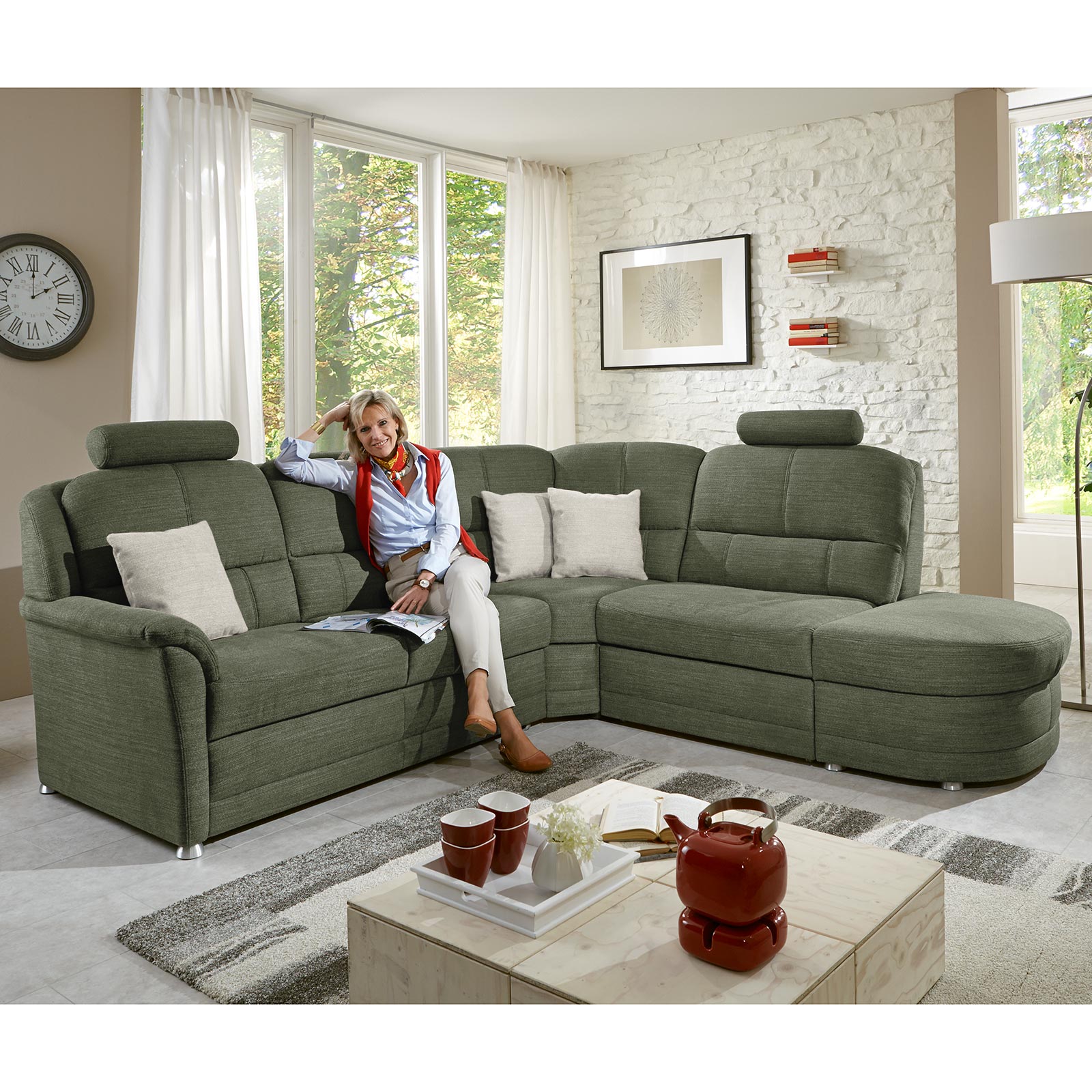 polsterpower Ecksofa - grün - Basismodell