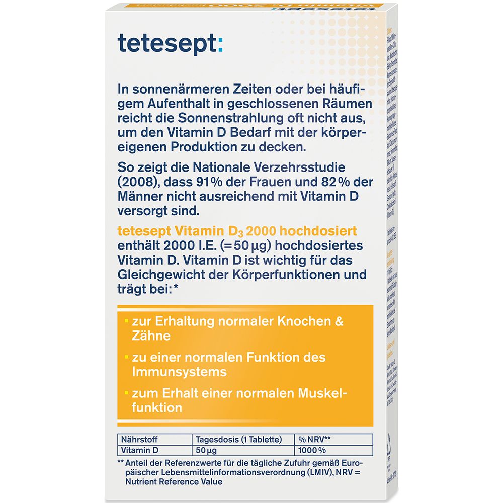 tetesept® Vitamin D3 2000 hochdosiert