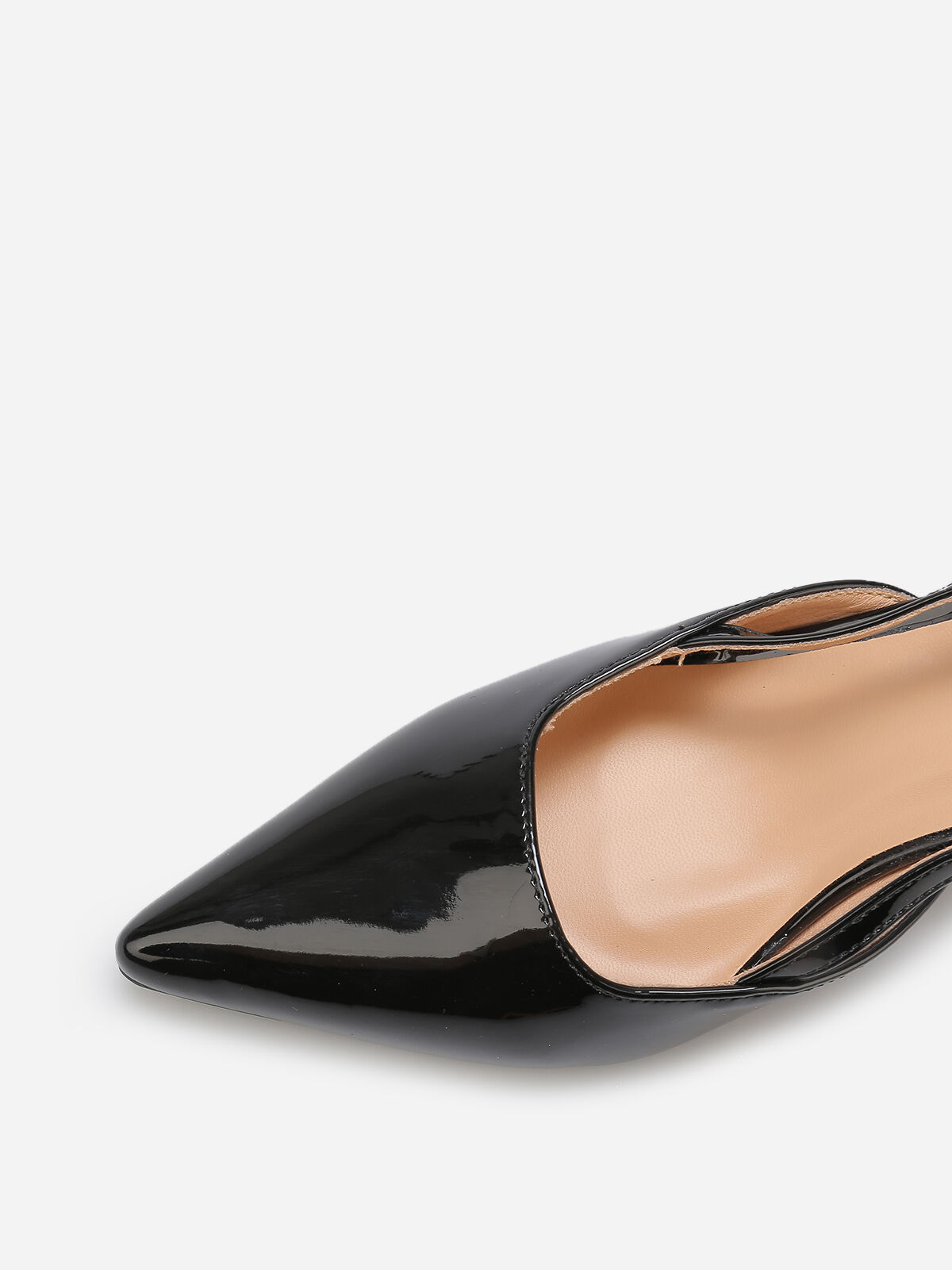 Escarpins slingback vernis à détails dorés- Noir