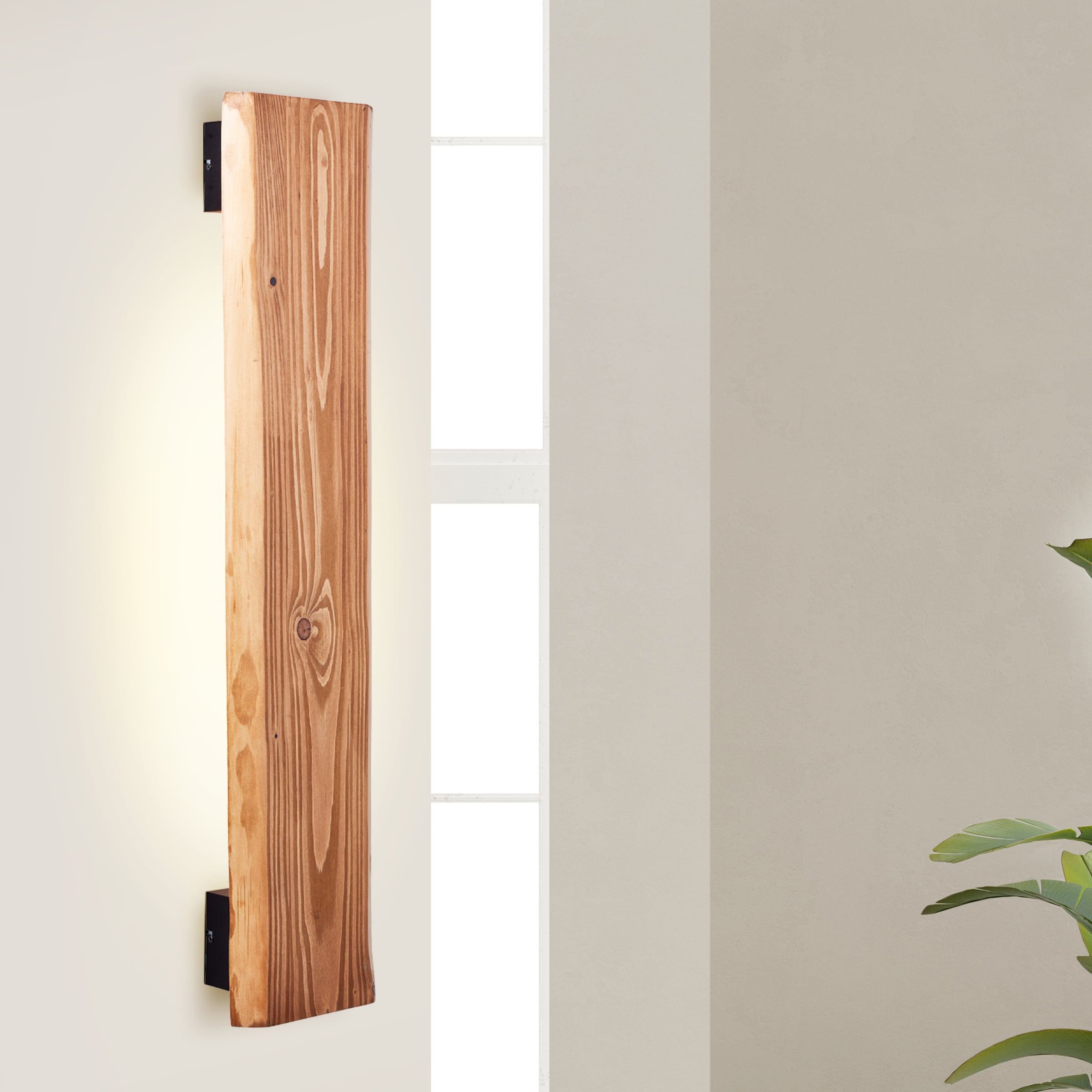 Brilliant LED Wandleuchte »Feingold« 1 Stk. Warmweiss 100 cm Höhe, Holz/Metall, kiefer gebeizt