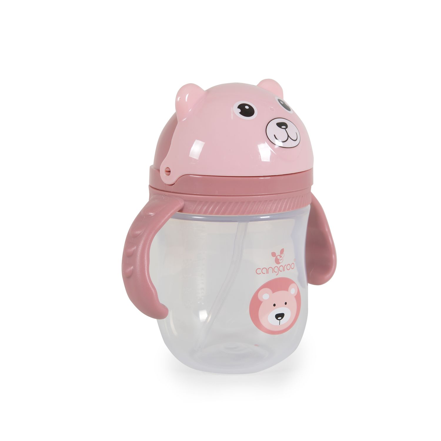 Cangaroo Baby-Trinklernbecher Berry 240 ml Schutzdeckel bequemer Griff Trinkhalm rosa