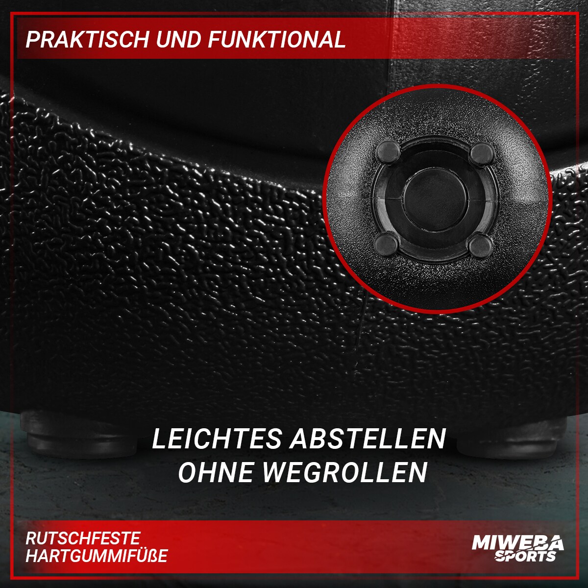 Miweba Sports Kettlebell KB200, Kunststoff-Kugelhantel, 4-12 kg, Anti-Rutsch-Griff, Hartgummifüße (4,0 kg)