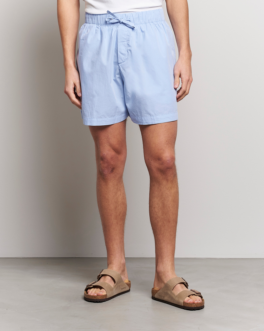 Tekla Poplin Pyjama Shorts Light Blue