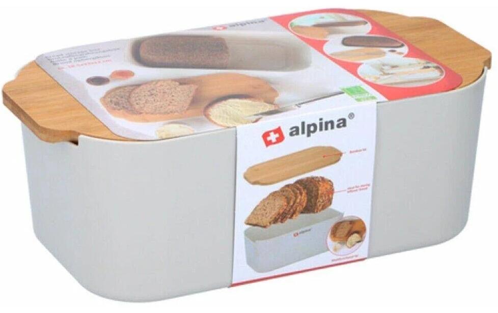 Brotkasten Grau/NatureElegante Brotdose aus Bambus und Melamin für lange Frische