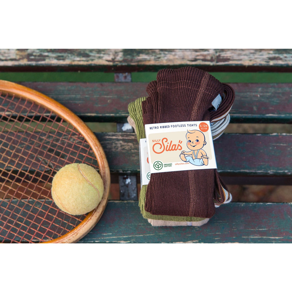Køb Silly Silas Chocolate Brown Striped Footless Strømpebukser