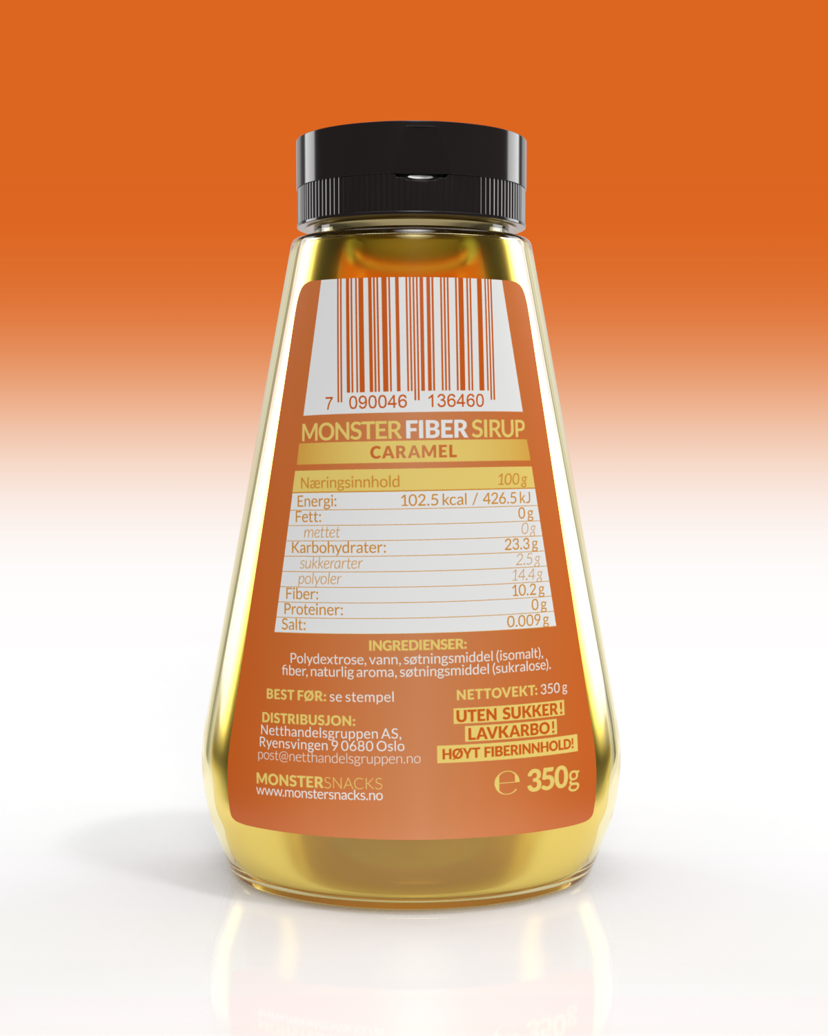 3x Monster FiberSirup Caramel 350g - TREPAKNING!