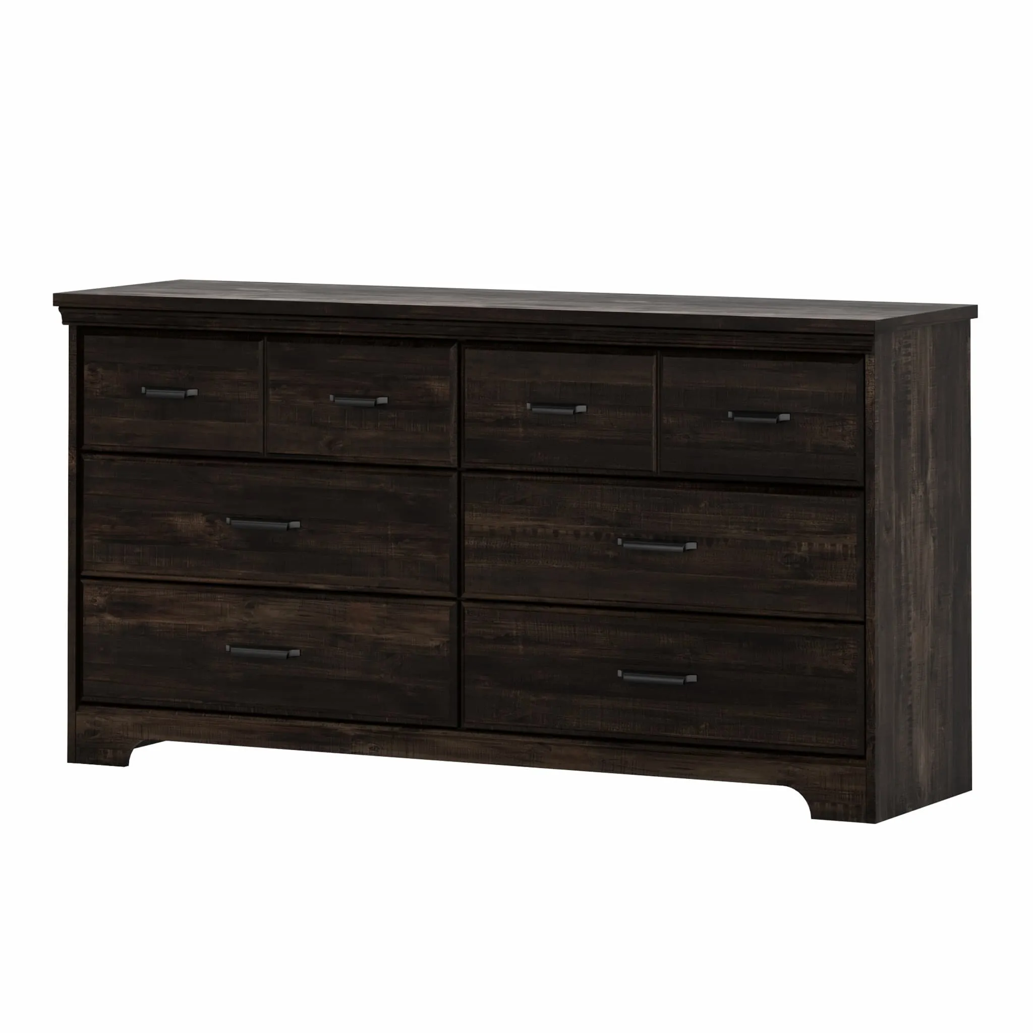 South Shore Bureau Double 6 Tiroirs - Versa Noir Antiqué