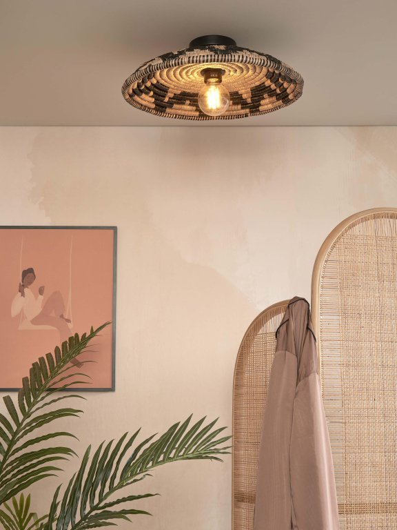 Good&Mojo Andros plafondlamp Ø45 zwart/naturel