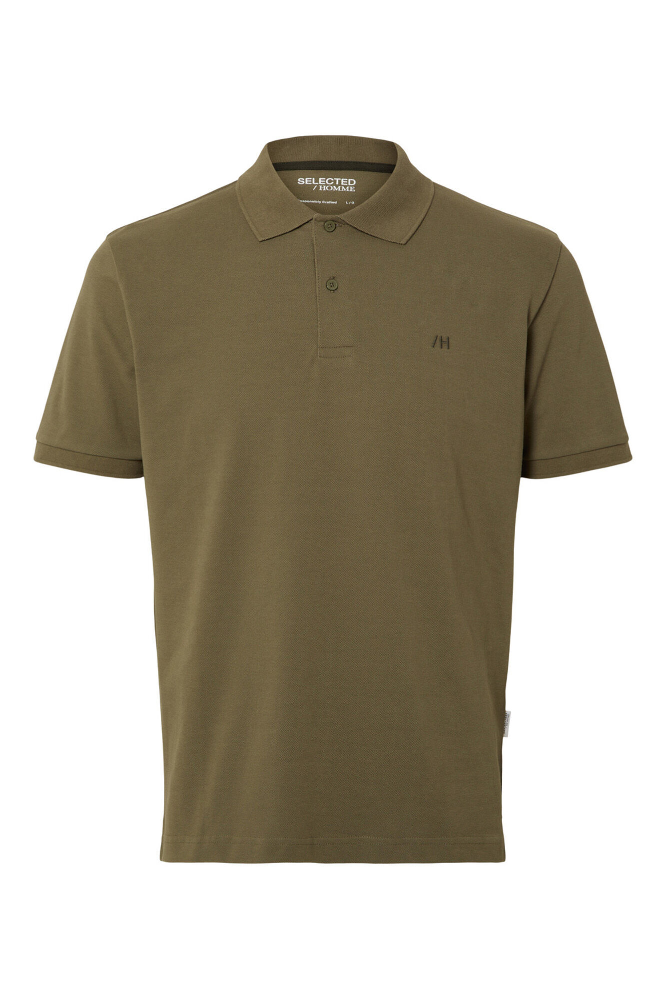 Camisa polo de manga curta com logotipo bordado, 100% algodão orgânico - Verde