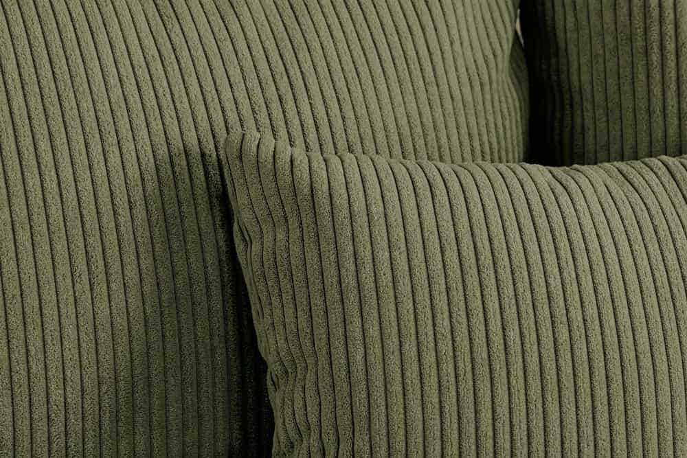 Modernes XXL Sofa ELEGANCIA 285cm grün Cord Federkern inklusive Kissen Bigsofa