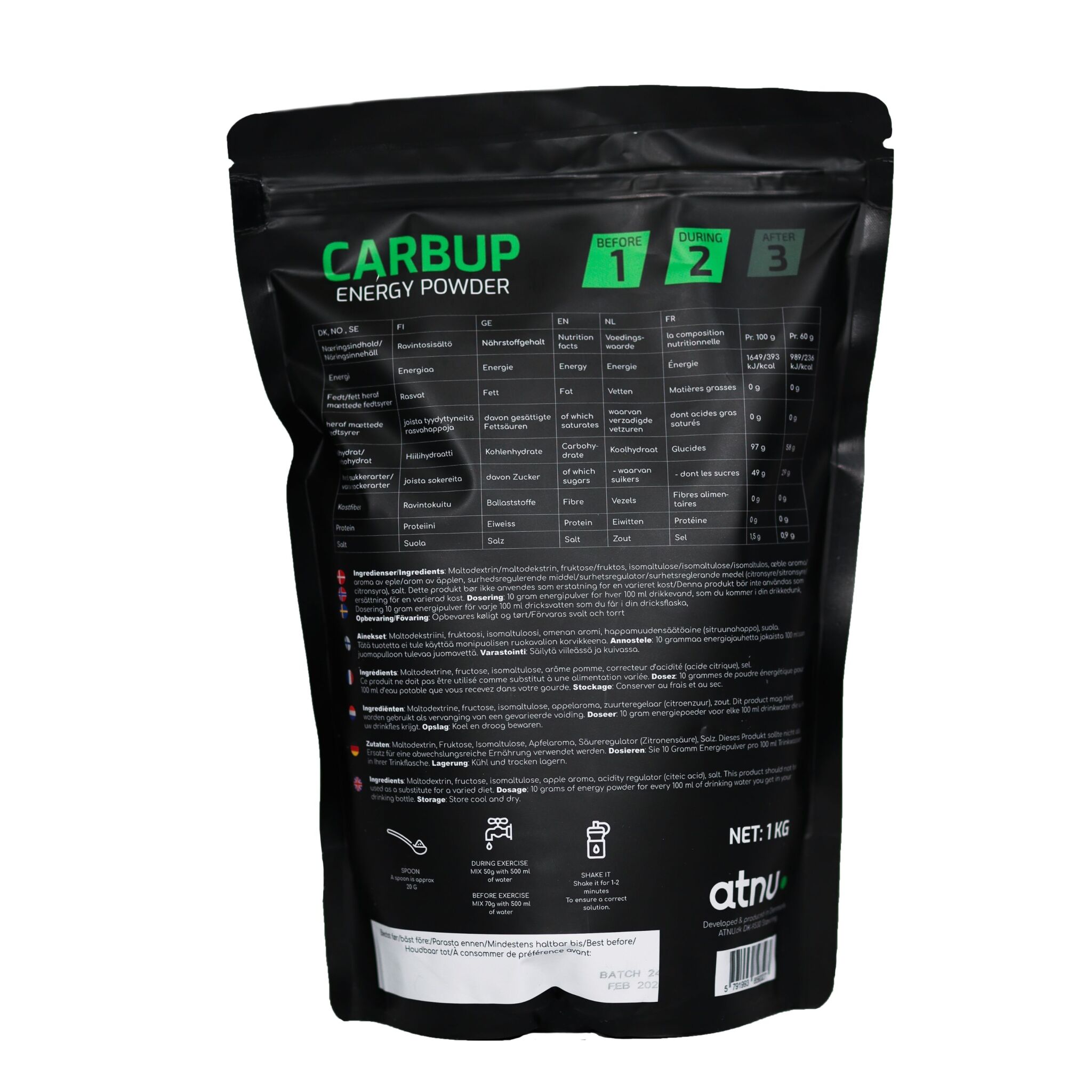 ATNU Carbup Energy Powder Apple - 1000 g