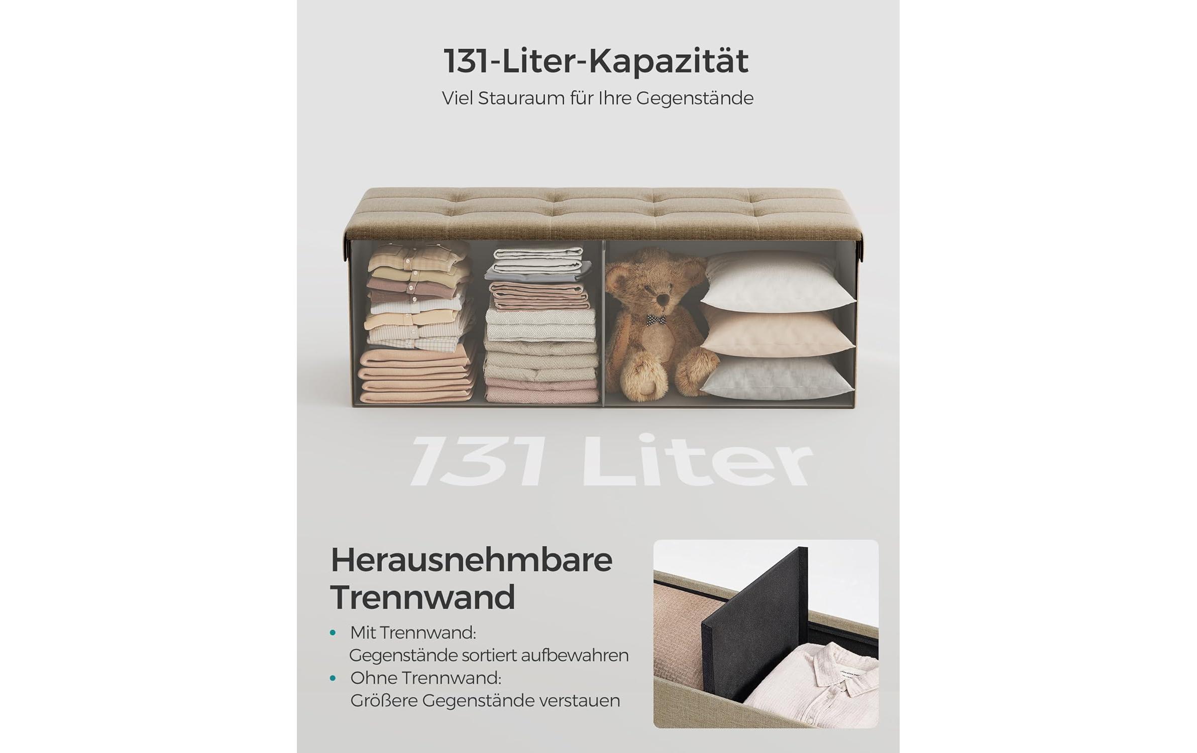Sitztruhe Ottomane 110 x 38 cm, BeigeSitzbank mit Stauraum
