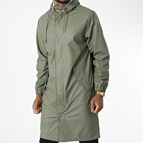 Veste Zippée Capuche Longue Vert Kaki