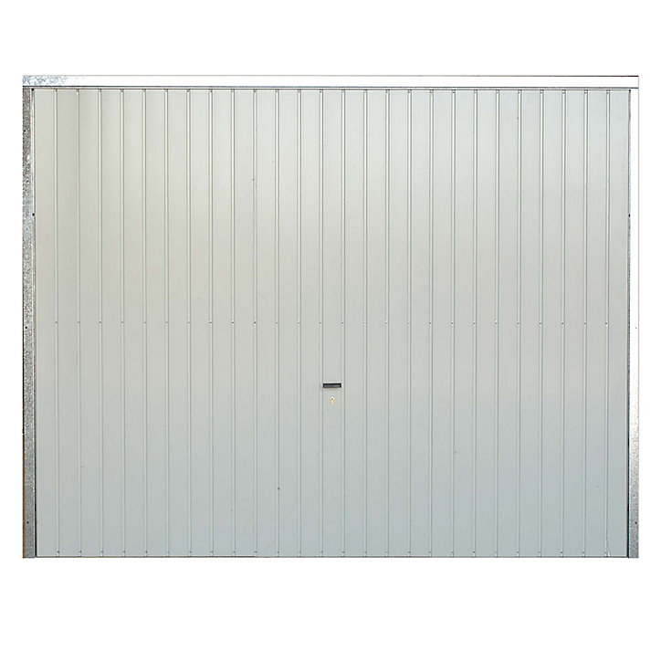 Porte de garage basculante acier GoodHome blanc RAL 9010 - L.240 x h.200 cm - manuelle (pré-montée)