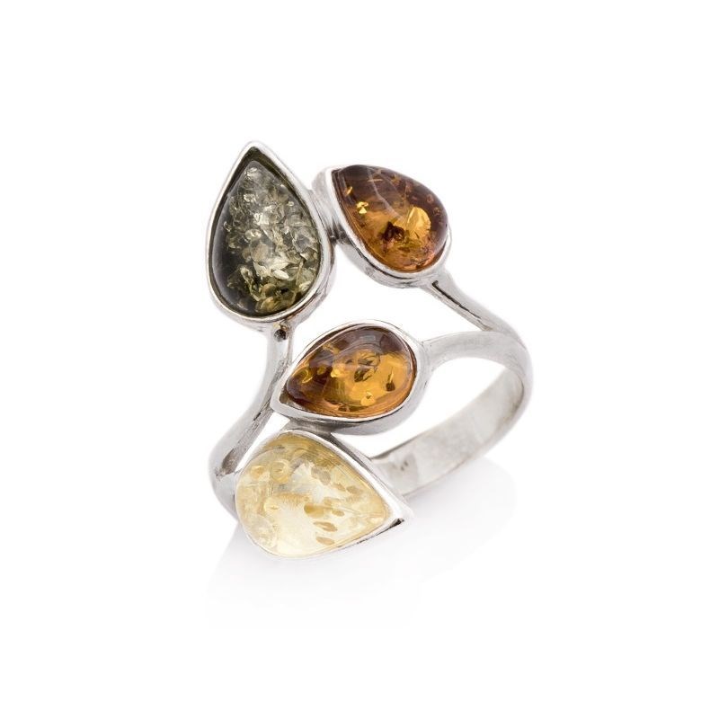 Bague argent 925 Ambre veritable de la mer Baltique