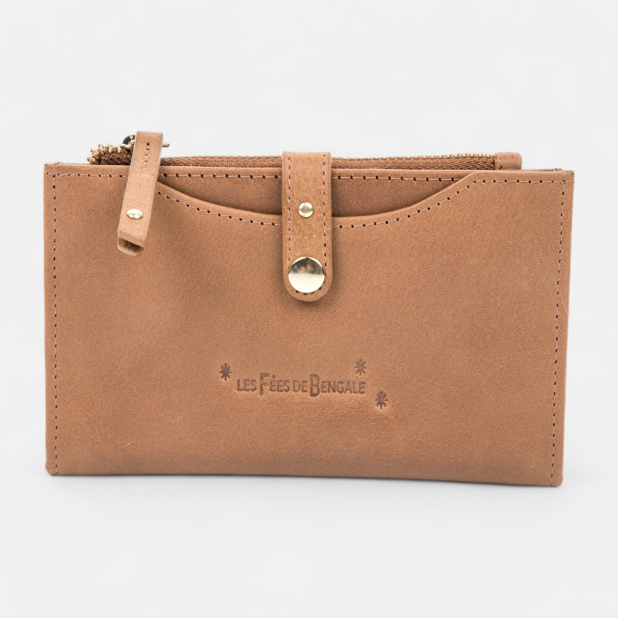Petite maroquinerie en cuir cognac