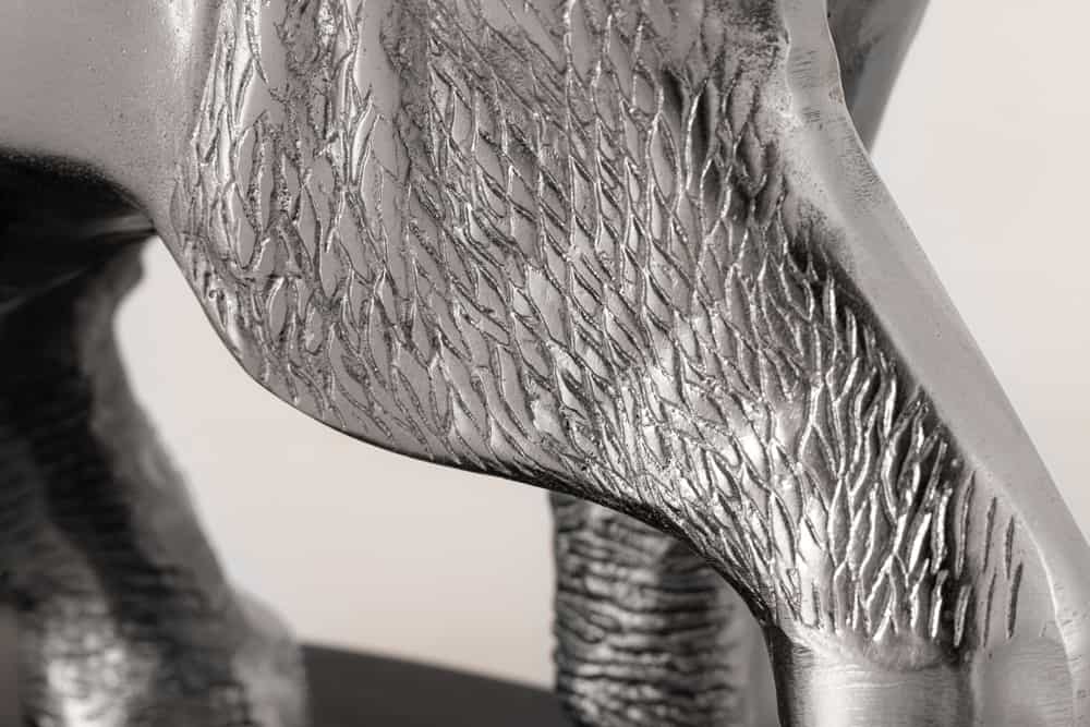 Runder Beistelltisch ELEPHANT 80cm silber Metall Glas Marmor Skulptur handmade