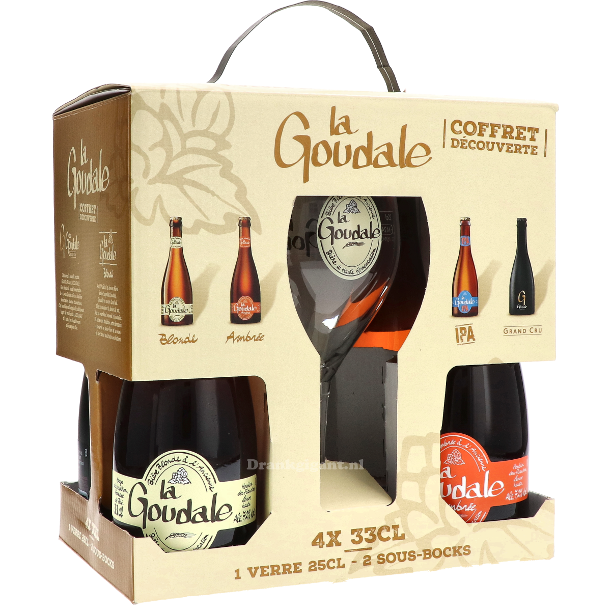 La Goudale Biercadeau 4 fles met bokaal 132 cl
