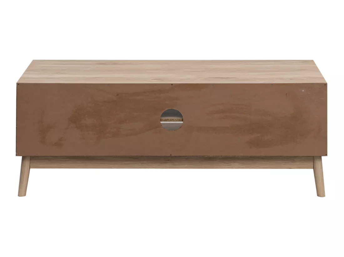 Meuble TV Buffet Bas en Bambou Mdf 2 Portes Étagères pour Salon