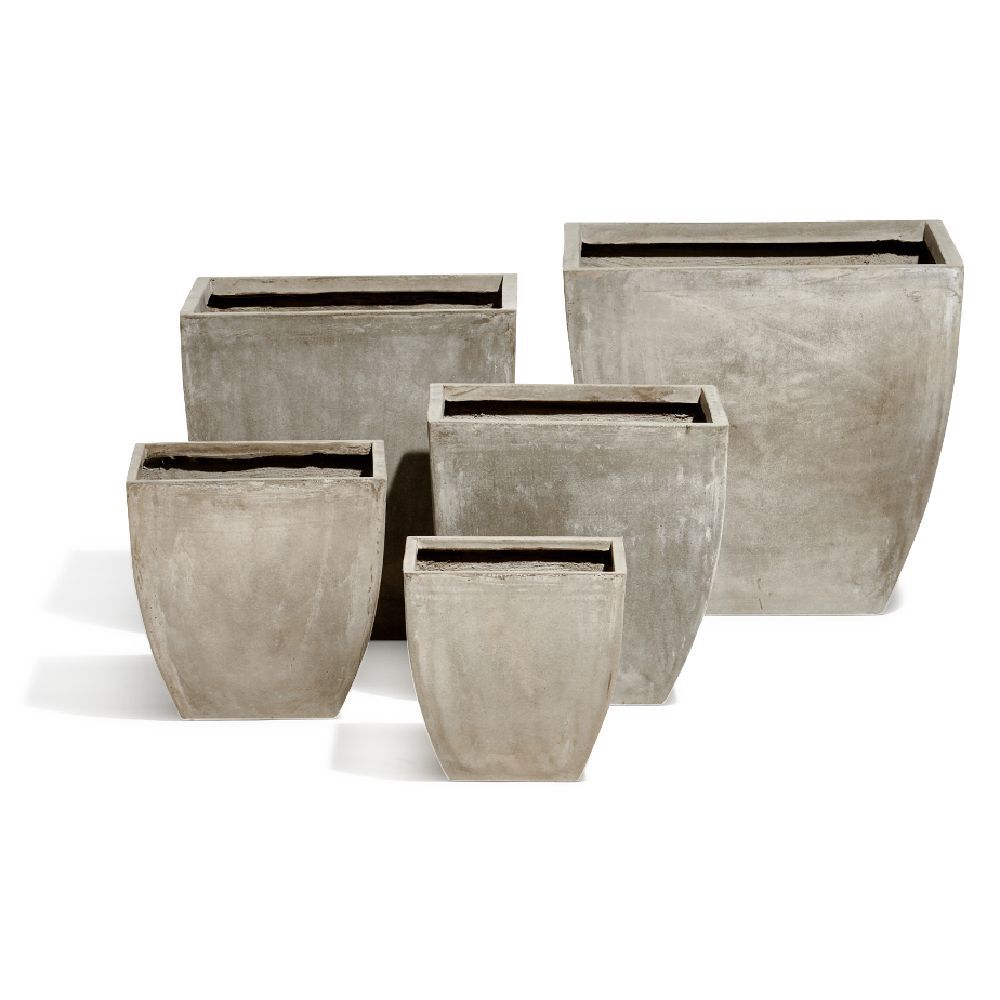 Cache pot fibre d'argile carré effet vieilli gris 39x39xH39cm