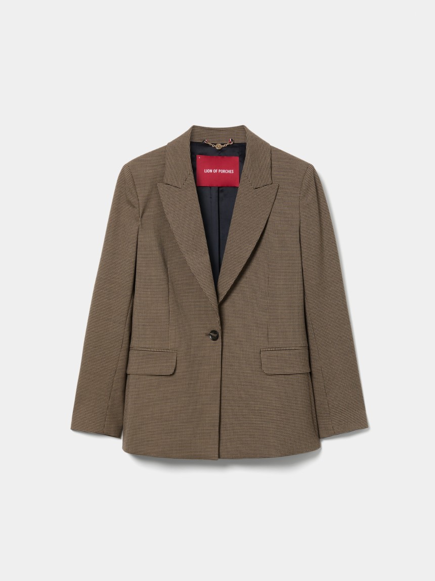 Blazer regular fit em padrão pied-de-poule