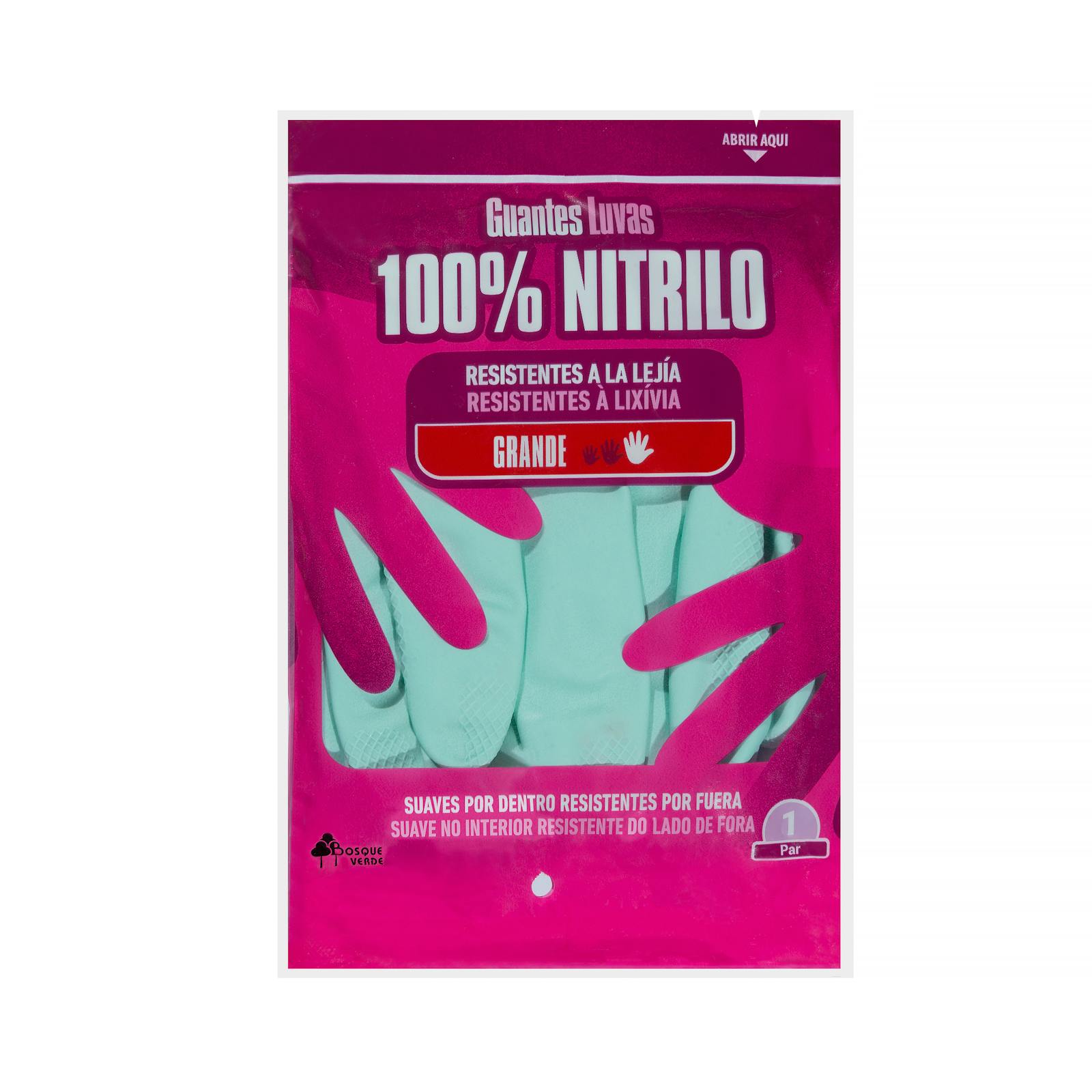 Gants 100 % nitrile vert forêt grande taille
