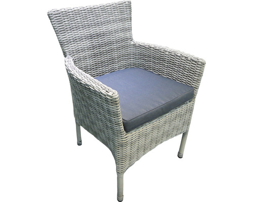 Liverpool tuinstoel, 62,5 x 63 x 88 cm, polyrotan, grijswit