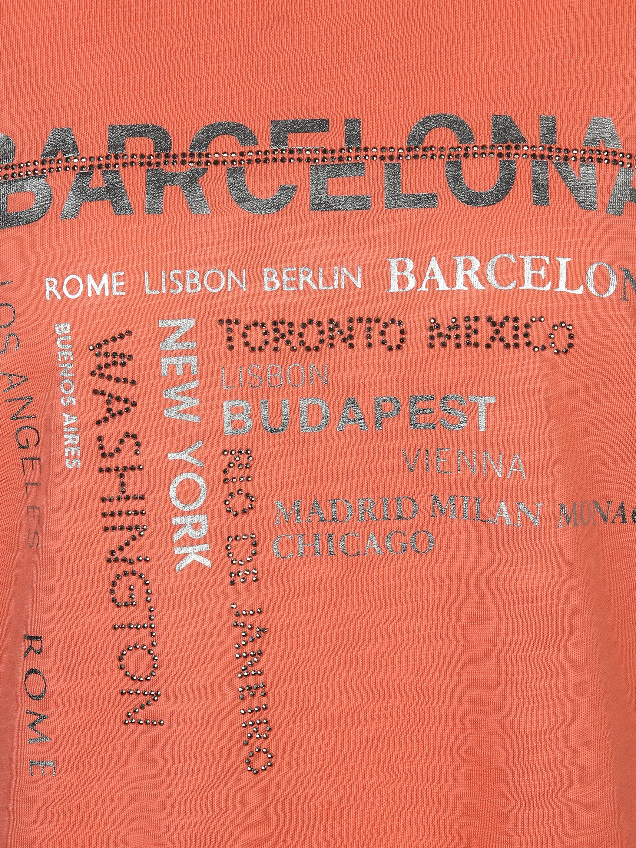 Damen Shirt mit Frontprint und Glitzersteinchen