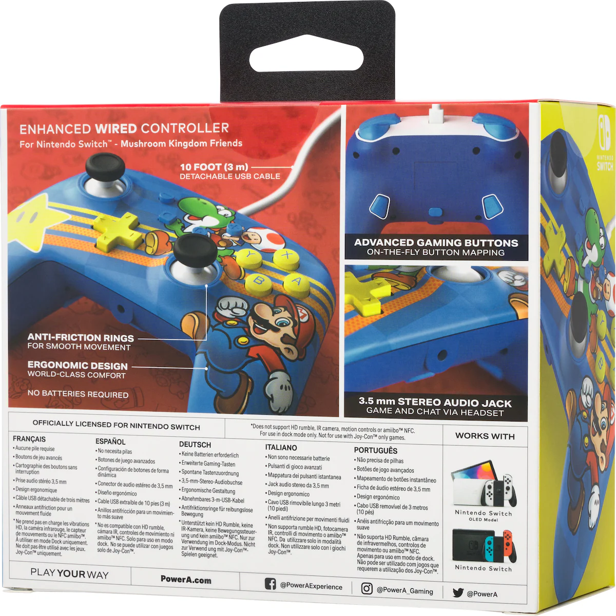 PowerA Nintendo Switch Enhanced USB kablet kontroller Mushroom Kingdom