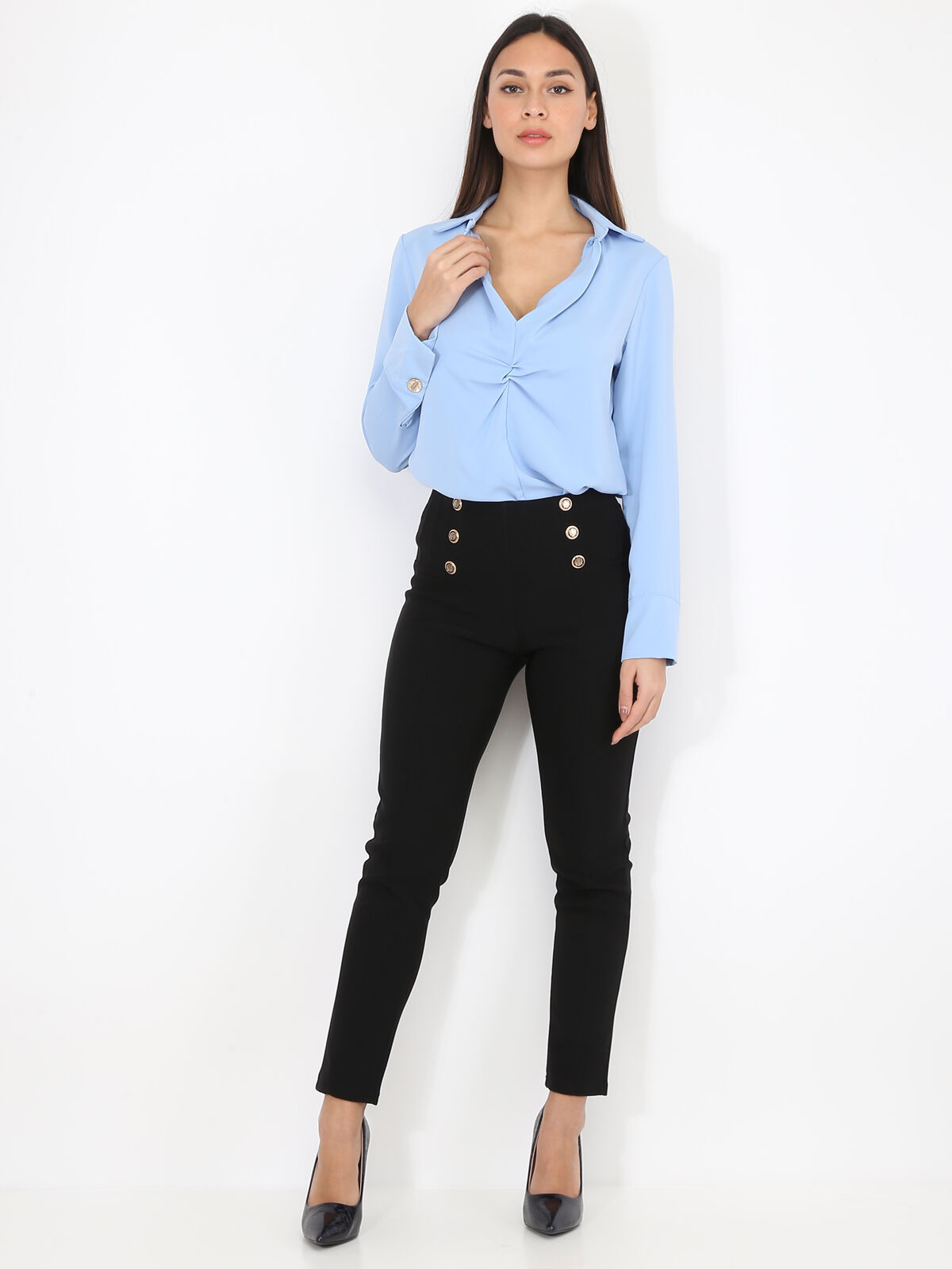 Pantalon slim style officier- Noir