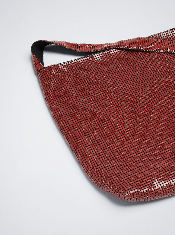 Bolsa de ombro em malha trançada - Laranja