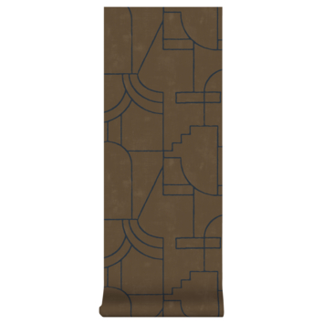 Vliesbehang Vigo bruin-blauw (dessin 125092)