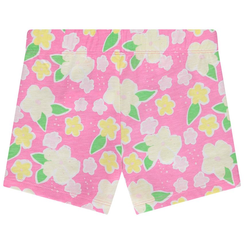 Pyjama 2 pièces en jersey imprimé fleuri pour fille - Blanc