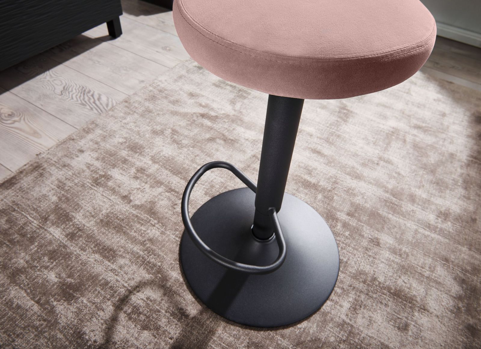 Barhocker - rosa - Samt - höhenverstellbar