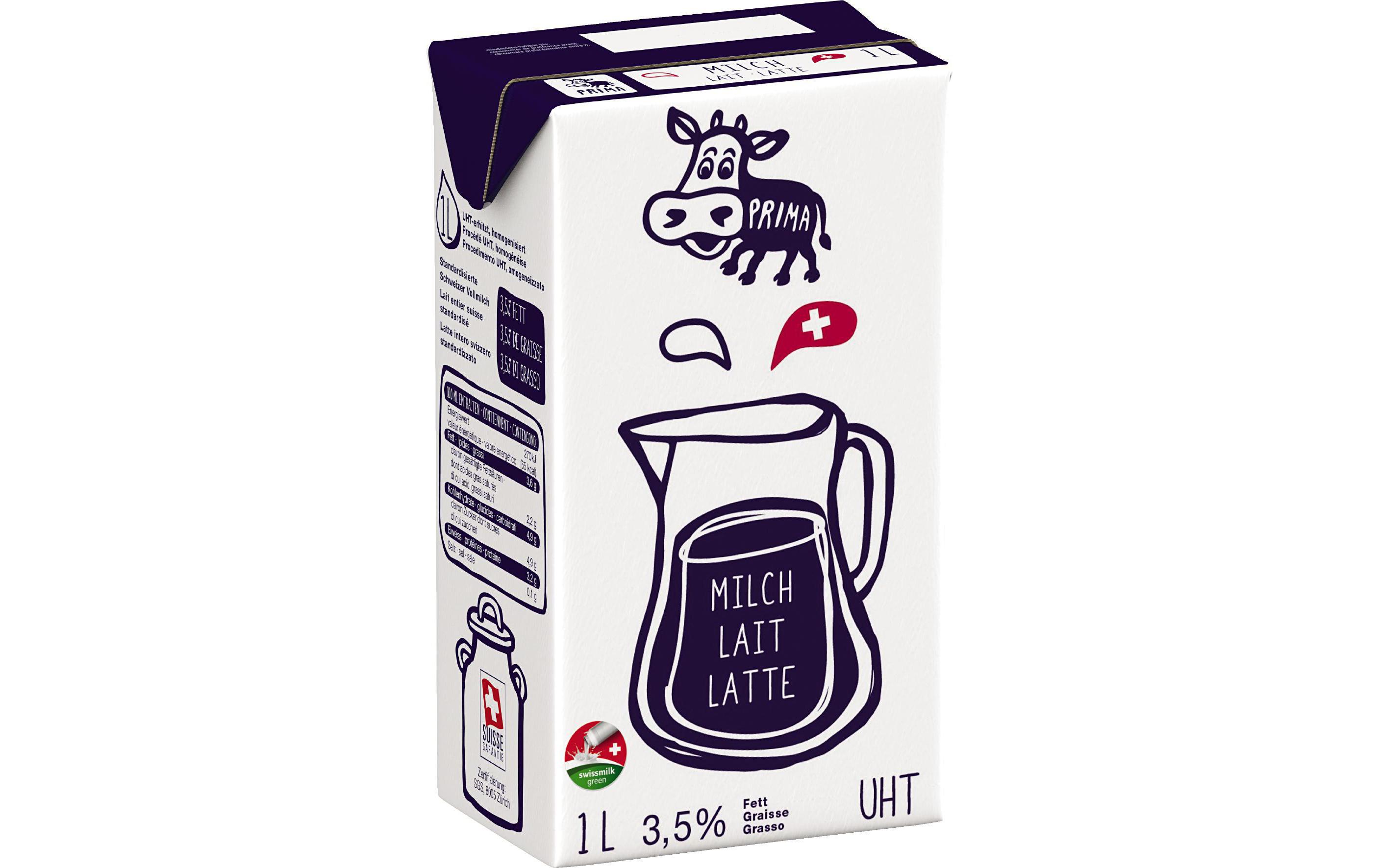 UHT Prima Vollmilch 3.5% 1 lMilch aus der Schweiz