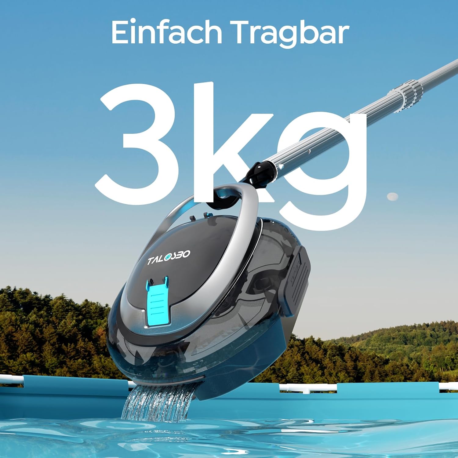 (2026 Upgrade) TALOSBO S2 Poolroboter,Doppelfiltration,Kabelloser Poolsauger Akku, 90 Min Automatische Reinigung mit Selbsteinparkfunktion,Dual Motoren Poolreiniger für Flache Böden Pools bis 80 m²
