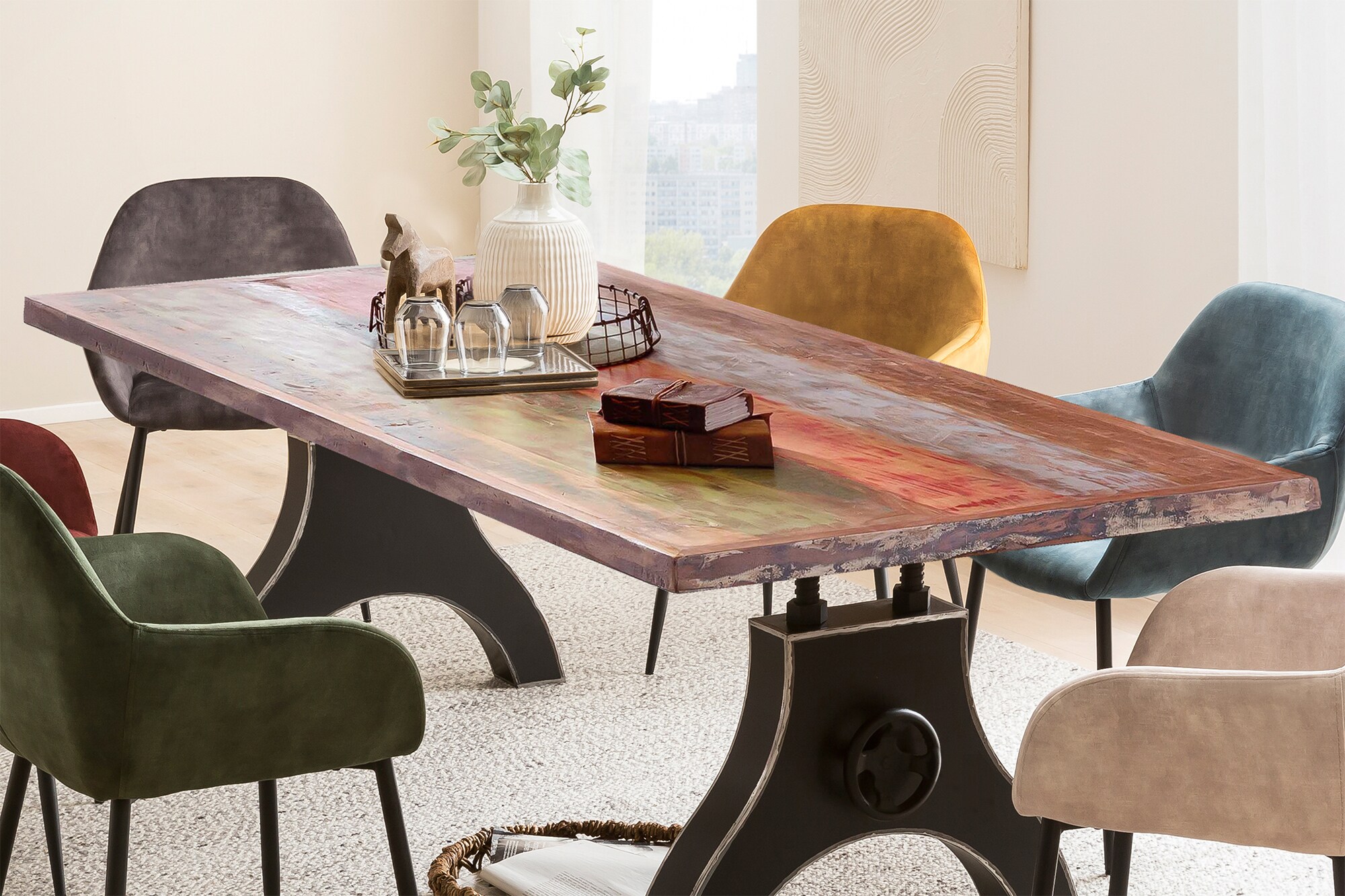 Tisch 180x100cm Altholz Metall Esstisch Speisetisch Küchentisch Esszimmer Küche