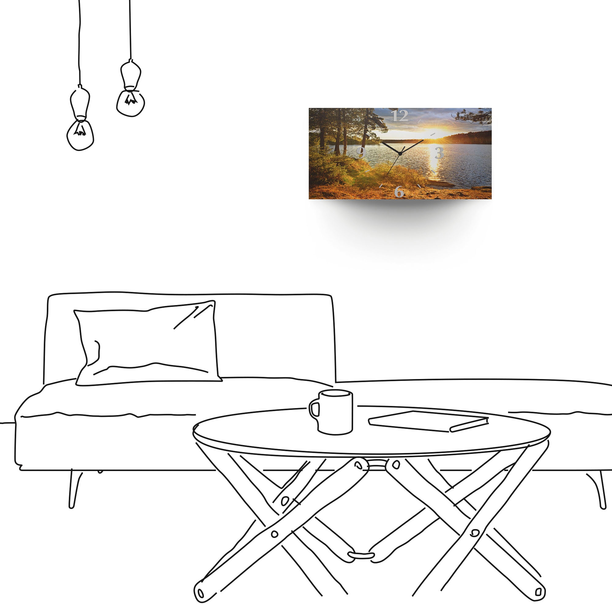Artland Wanduhr »Sonnenuntergang über See Algonquin Park« 3D Optik gebogen, mit Quarz- oder Funkuhrwerk, versch. Grössen