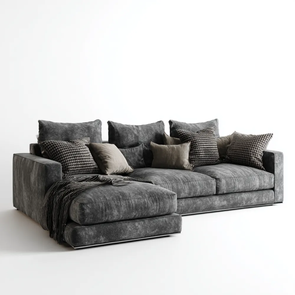 Ecksofa Stoff 220x150x85 cm – Dunkelgrau – Modernes Design