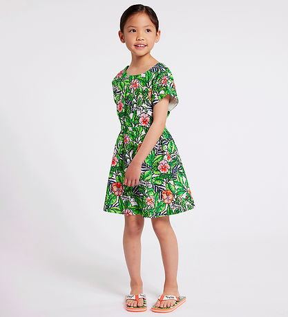 Kenzo Kjole - Mint Green m. Blomster/Hulm?nster