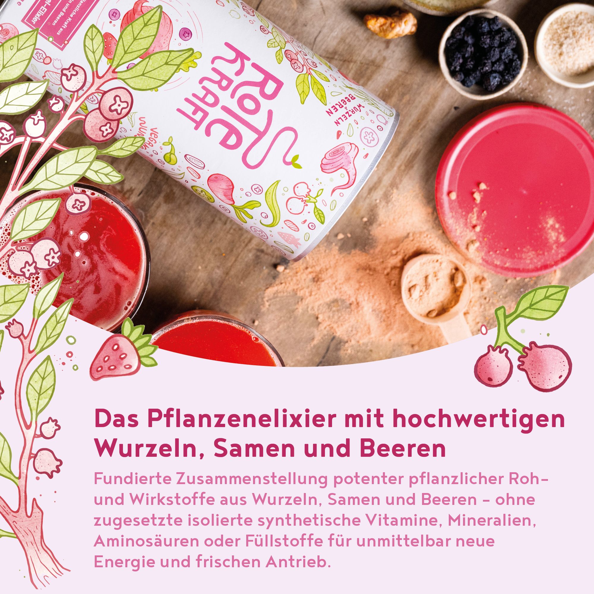 ALPHA FOODS Rote Kraft Kurkuma + Maca + Acai + Protein vegan