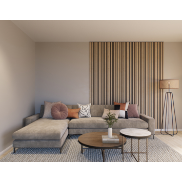 Lattenwand Decowall Acoustic Blend natuur eiken, combinatie van verschillende breedtes, 260x30cm, 2 stuks (1.56m2)