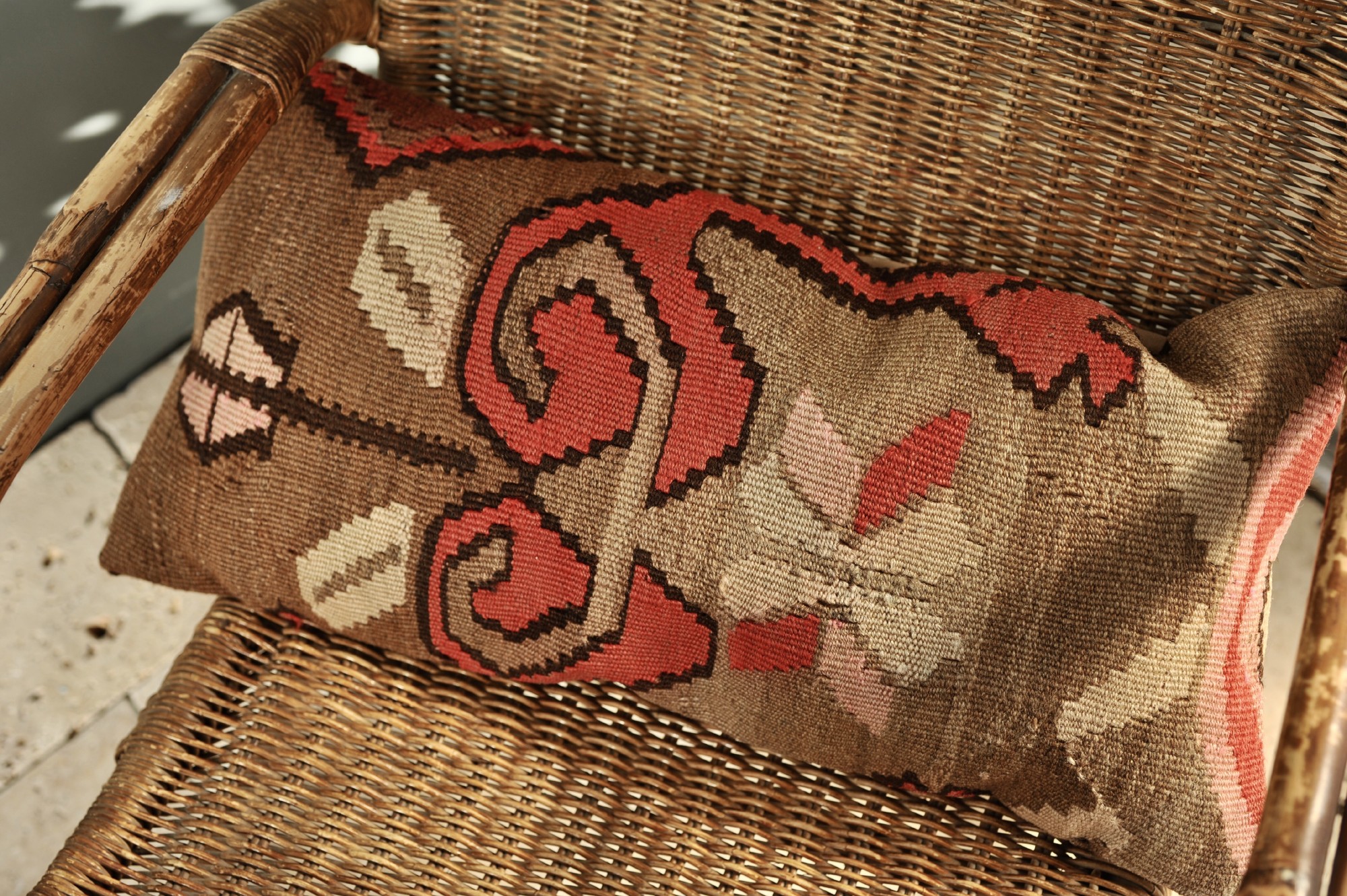 Kissenhülle aus altem Kelim, multicolor, B 60 cm, H 30 cm von fischer's lagerhaus