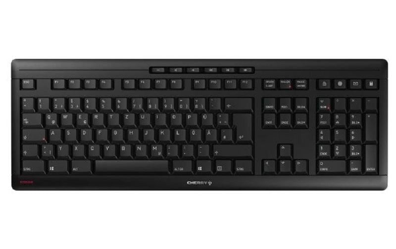 Funk-Tastatur Stream CH-Layout SchwarzSchlanke Tastatur mit flüsterleisem Tastenanschlag