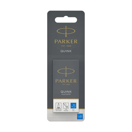 Parker Tintenpatrone QUINK Königsblau auswaschbar und löschbar auf Papier, 5er Set