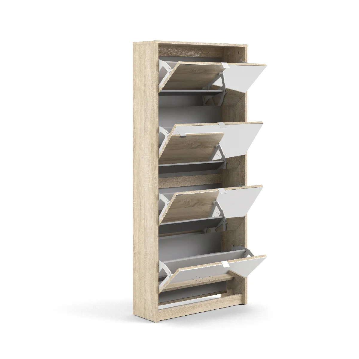 Alter Meuble à Chaussures à 4 Portes Miroir - Chêne