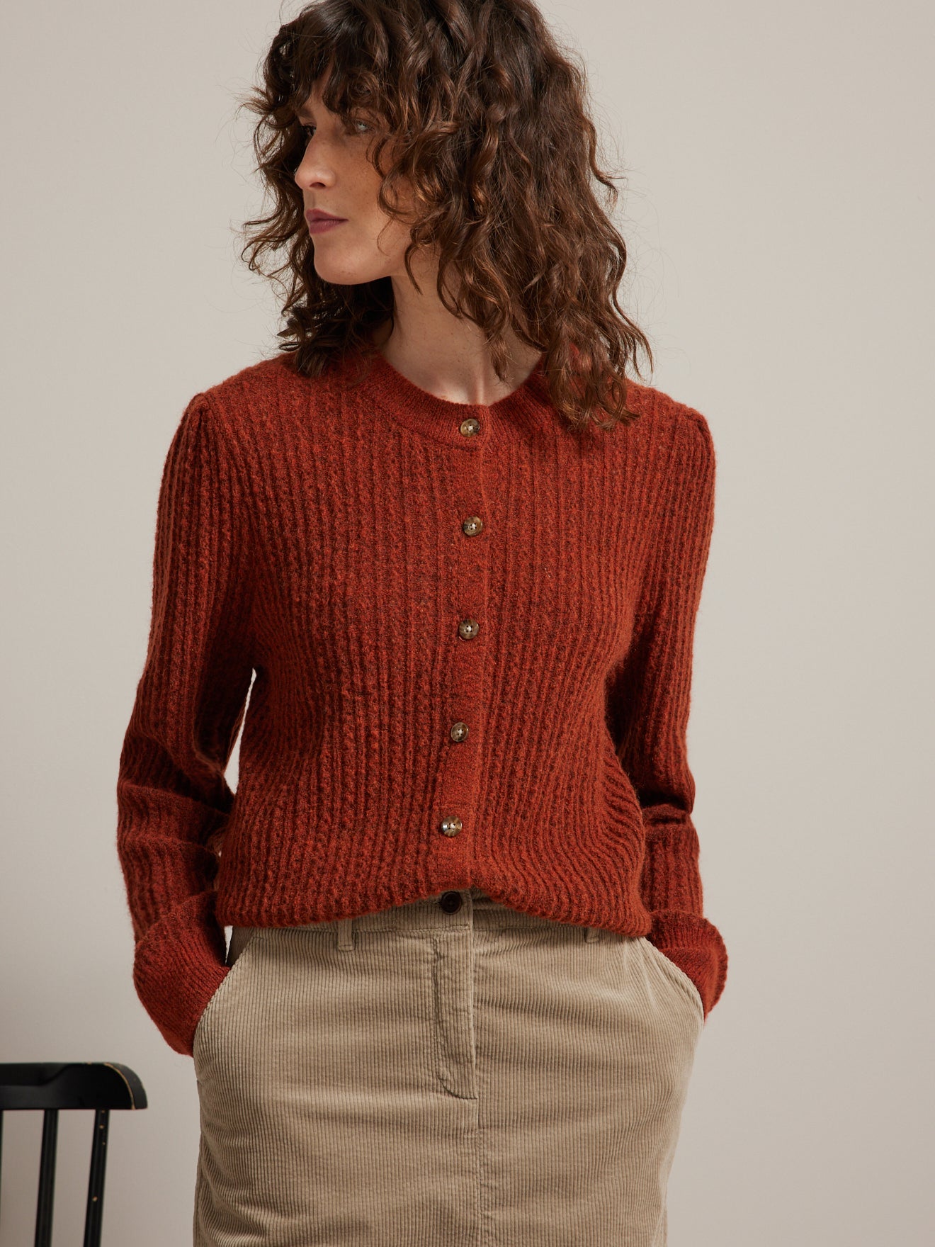 Gilet torsadé femme mélange mohair